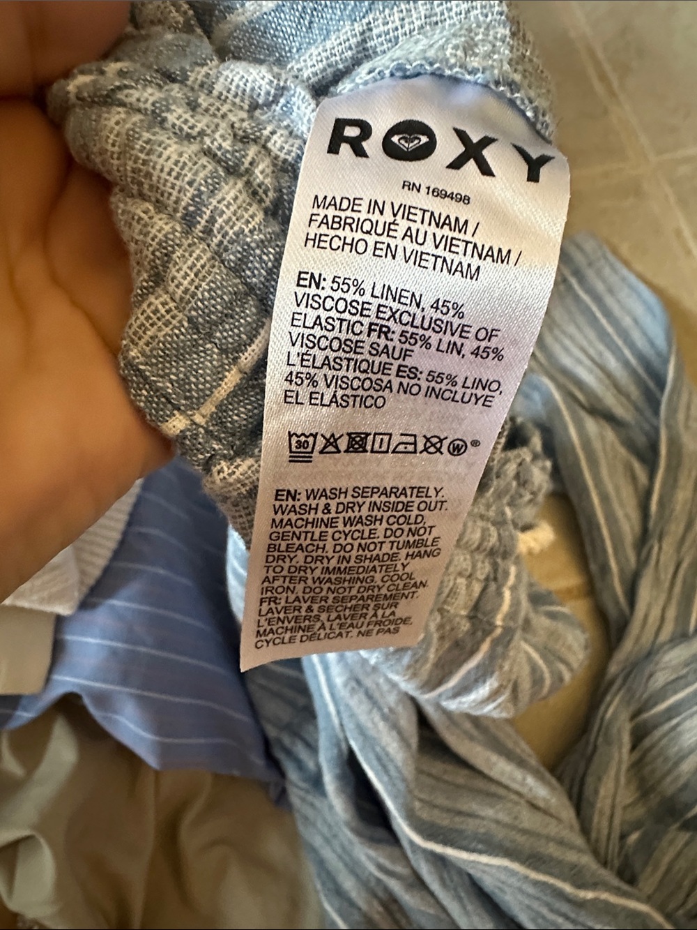 Light Blue Striped Roxy Pants - Picture 7 of 7